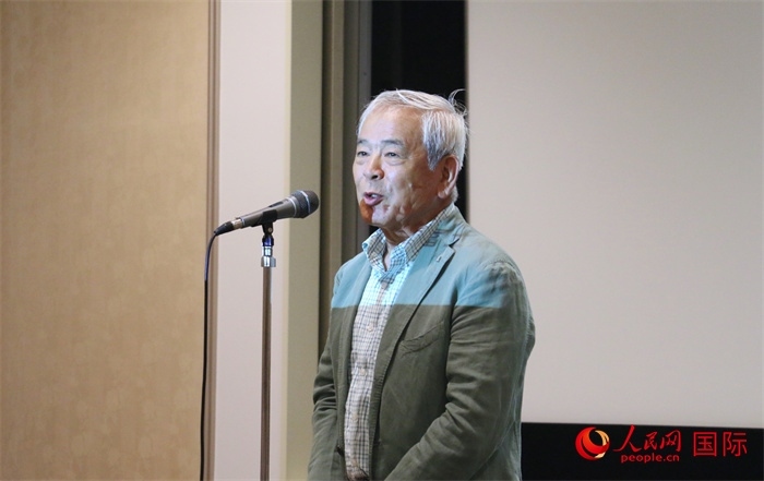 展覽名譽顧問、日本前文化廳長官青柳正規(guī)致辭。（人民網(wǎng) 許可攝）