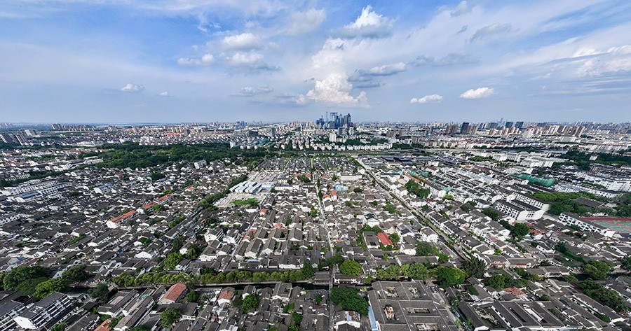 2023年7月3日拍攝的蘇州平江歷史文化街區(qū)（無人機照片）。新華社記者 李博 攝