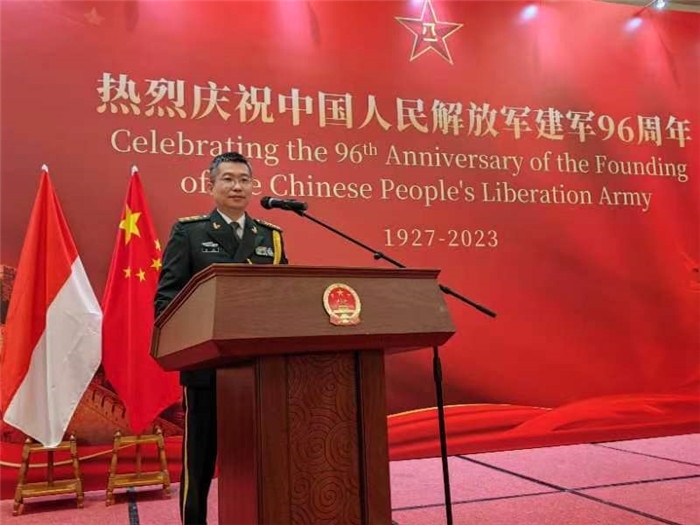 圖為徐勝武官致辭。中國駐印度尼西亞使館供圖