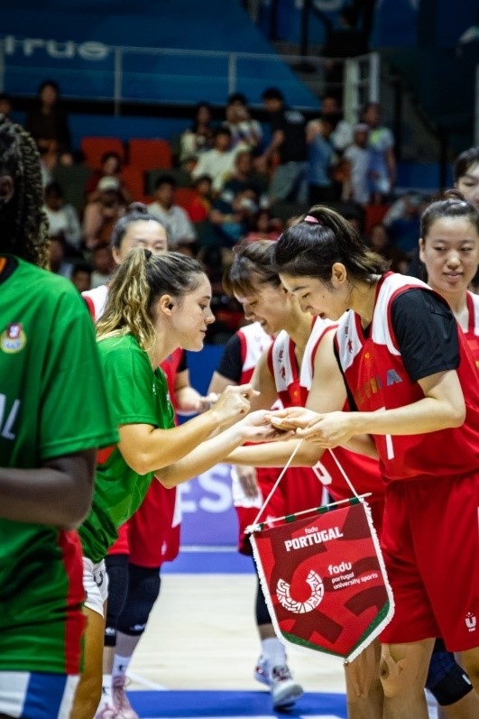 28日，成都大運(yùn)會(huì)女籃項(xiàng)目葡萄牙隊(duì)對(duì)戰(zhàn)中國(guó)隊(duì)。 受訪(fǎng)者供圖