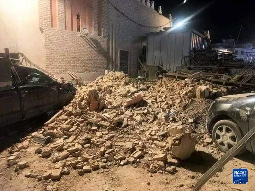 這是9月9日在摩洛哥南部城市馬拉喀什拍攝的震后景象。新華社發(fā)