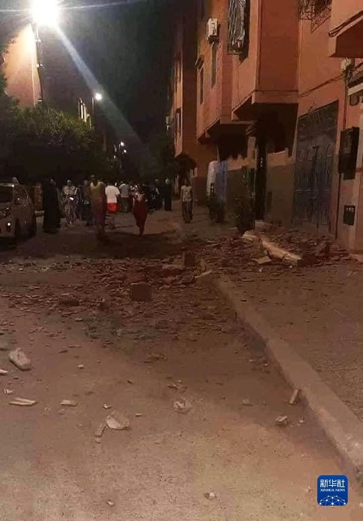 這是9月9日在摩洛哥南部城市馬拉喀什拍攝的震后景象。新華社發(fā)