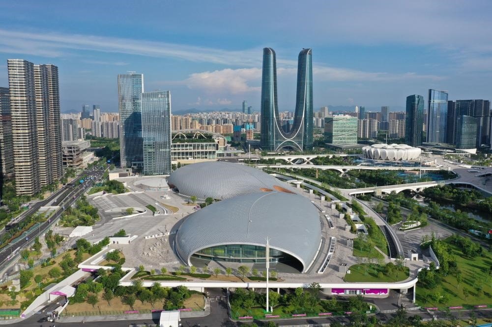 2023年6月28日，杭州奧體中心游泳館、體育館（無人機(jī)照片）。新華社記者 黃宗治 攝