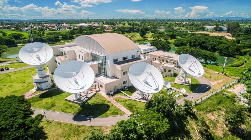 2016年8月1日拍攝的老撾首都萬象的老撾一號通信衛(wèi)星地面站全景。