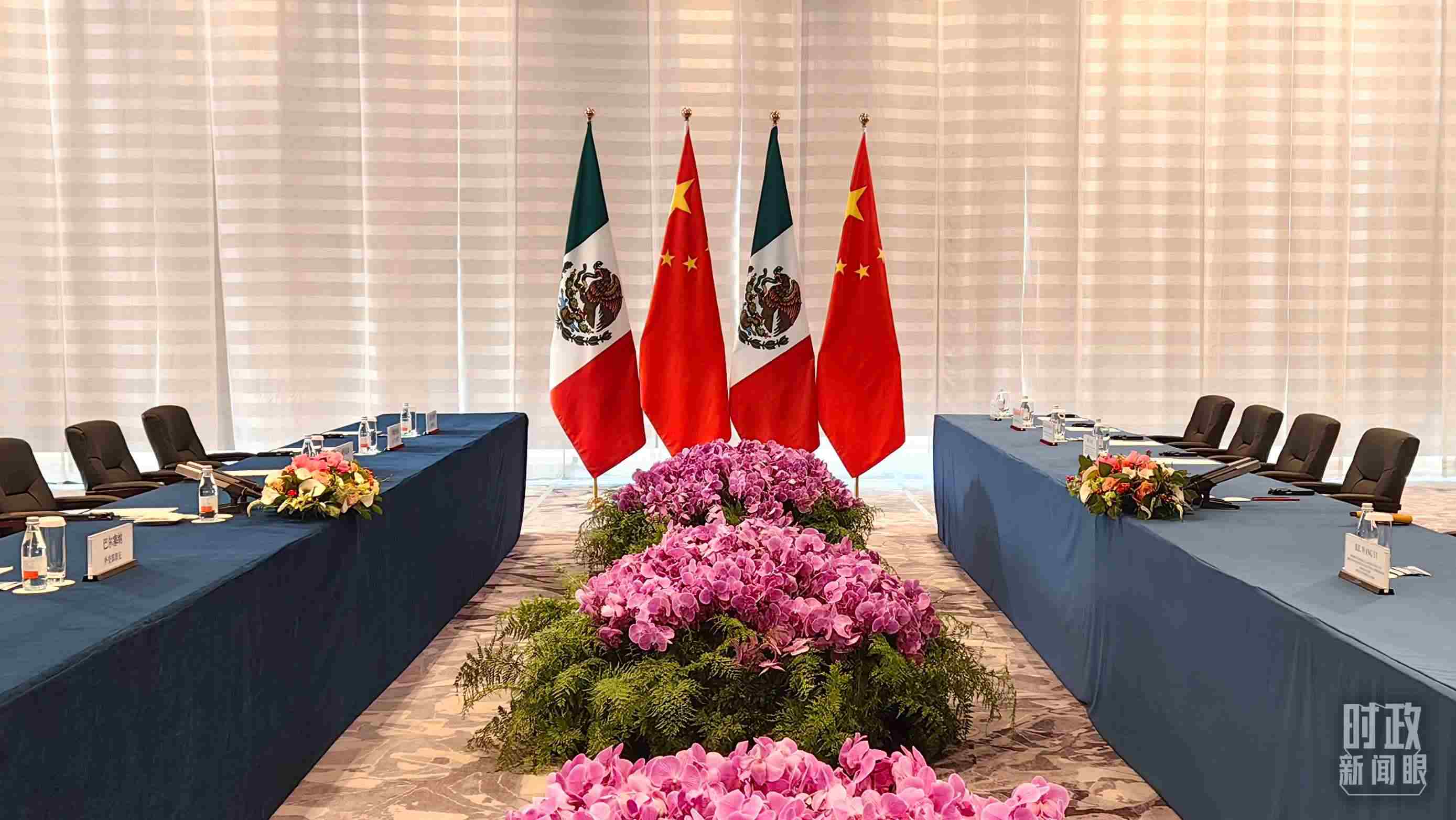 △中墨兩國(guó)會(huì)談開(kāi)始前的現(xiàn)場(chǎng)。（總臺(tái)央視記者楊波拍攝）