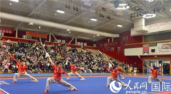 中國武術(shù)隊(duì)員表演現(xiàn)場。人民網(wǎng)記者 鄧圩攝