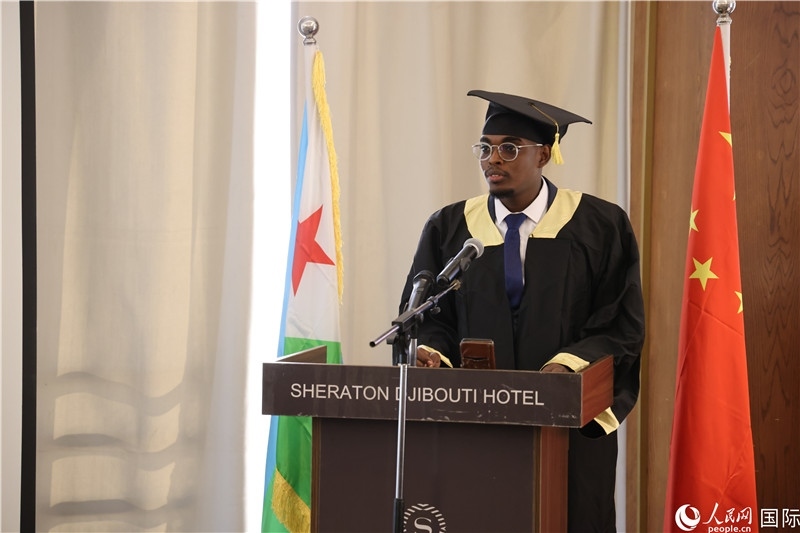 吉布提魯班工坊2023屆畢業(yè)生代表發(fā)言。人民網(wǎng)記者 張志文攝