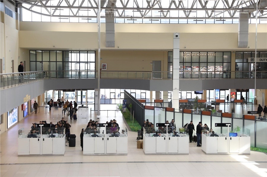 3月24日，扎門烏德口岸通關(guān)現(xiàn)場。駐蒙古使館供圖