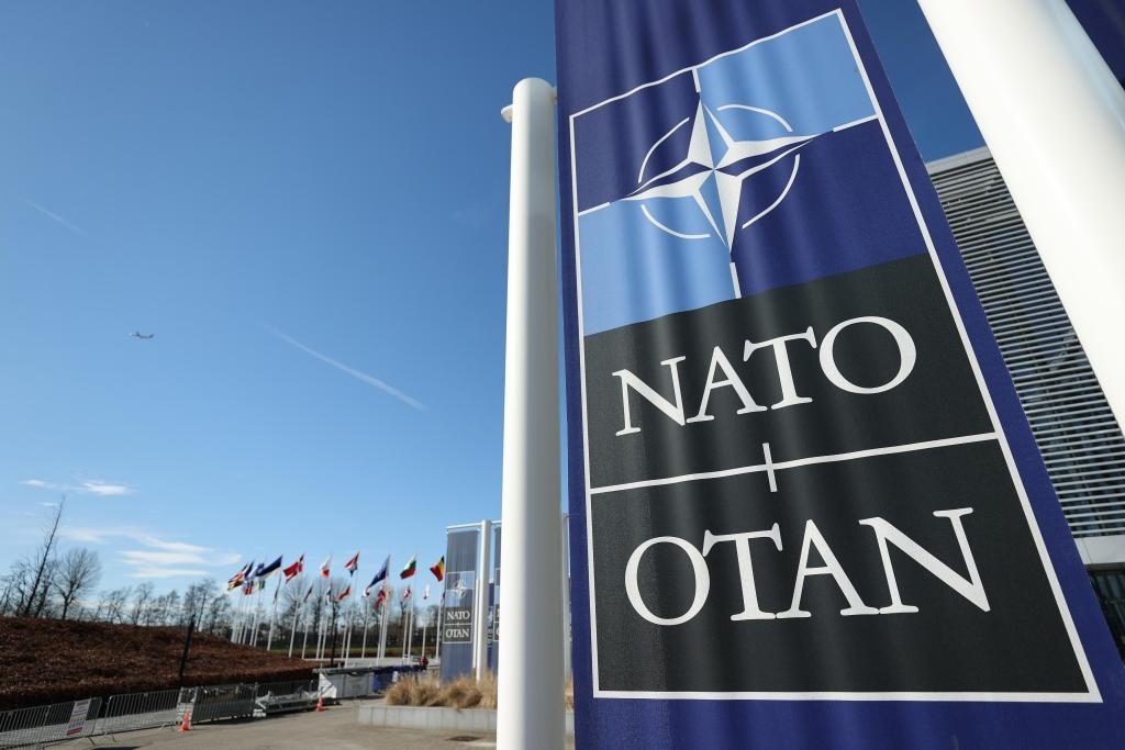 這是3月14日在比利時(shí)布魯塞爾拍攝的北約總部一角。新華社記者趙丁喆攝