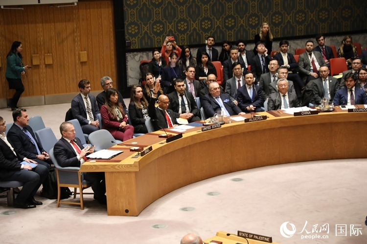 4月18日，安理會(huì)投票現(xiàn)場(chǎng)，12個(gè)成員投贊成票。 人民網(wǎng)記者 李志偉攝