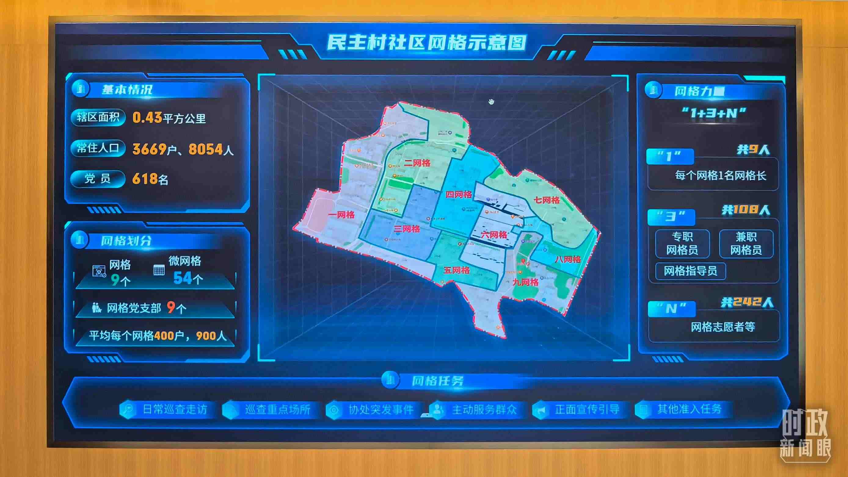 △民主村社區(qū)網格示意圖。（總臺央視記者邢彬拍攝）