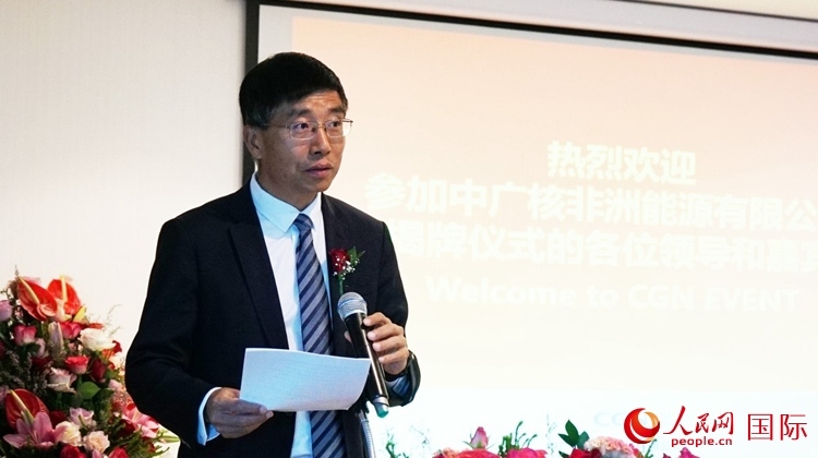 國(guó)家電網(wǎng)公司非洲辦事處主任汪文安致辭。人民網(wǎng) 劉暢攝