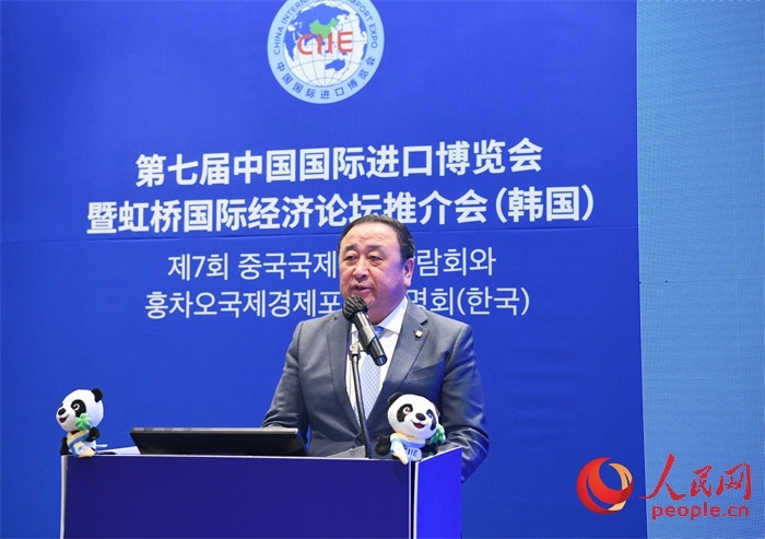 中國(guó)國(guó)際進(jìn)口博覽局黨委書記、副局長(zhǎng)孫成海致辭。 人民網(wǎng) 程安康攝