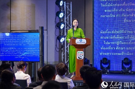 中國(guó)駐泰國(guó)大使館公使銜參贊常禹萌致辭。（普拉維攝）