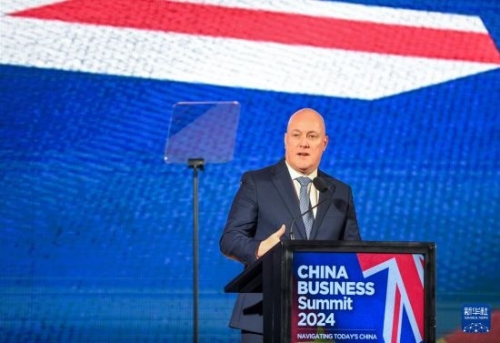 5月20日，新西蘭總理拉克森在奧克蘭出席新西蘭中國(guó)商業(yè)峰會(huì)并講話。新華社記者 郭磊 攝