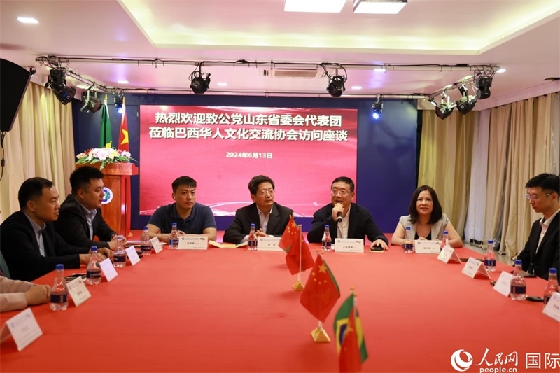 巴西華人文化交流協(xié)會(huì)主席上官劍鋒在座談會(huì)上致辭。人民網(wǎng)記者 宋亦然攝