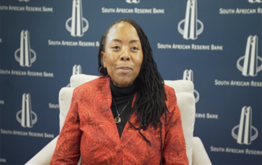 南非儲(chǔ)備銀行副行長(zhǎng)、審慎監(jiān)管局首席執(zhí)行官芬迪?查齊巴納視頻發(fā)言。（中國(guó)建設(shè)銀行約翰內(nèi)斯堡分行供圖）