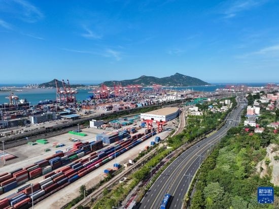 這是6月26日拍攝的中哈連云港物流合作基地（無人機(jī)照片）。新華社記者 季春鵬 攝