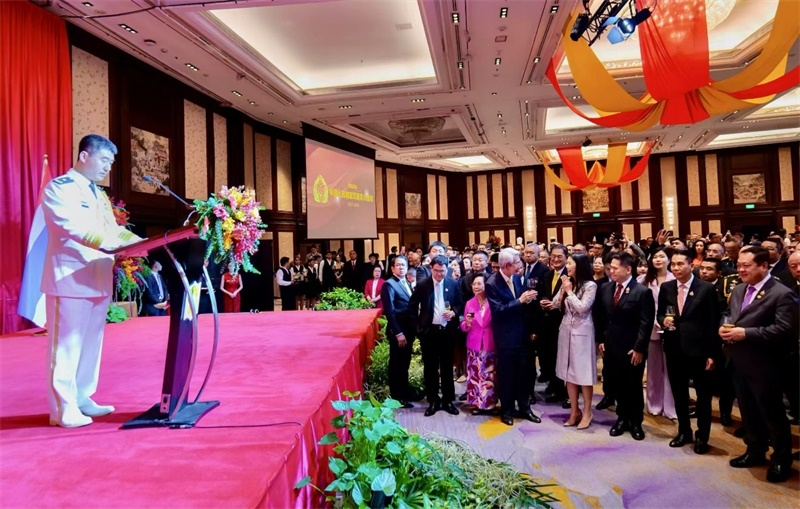 以上圖片均由使館提供，內(nèi)容說明：駐泰使館舉行慶祝建軍97周年招待會現(xiàn)場。