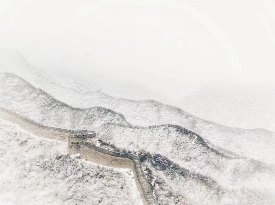 朱銳拍攝的長城雪景。（受訪者供圖）