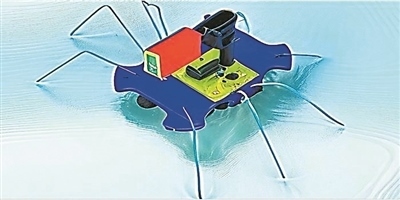 一種能夠在水面上滑行的自供電“蟲子”機(jī)器人。圖片來源：紐約州立大學(xué)賓漢姆頓分校