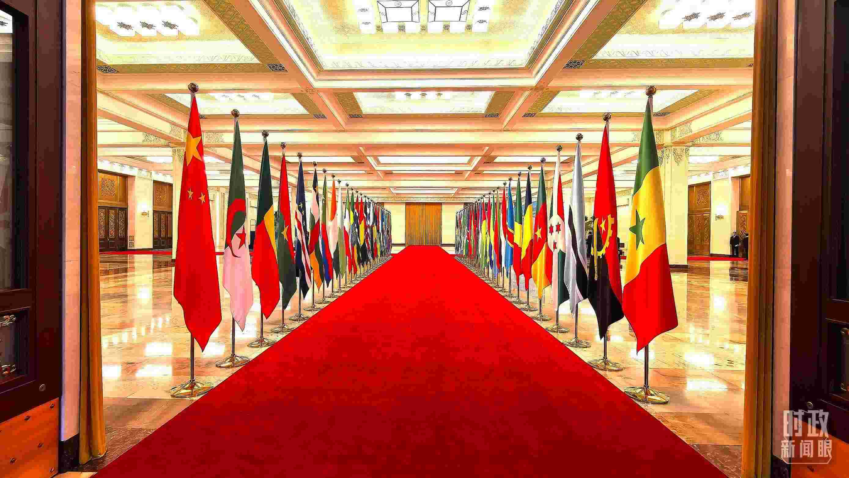  △人民大會堂內(nèi)的旗陣。（總臺央視記者馬超拍攝）