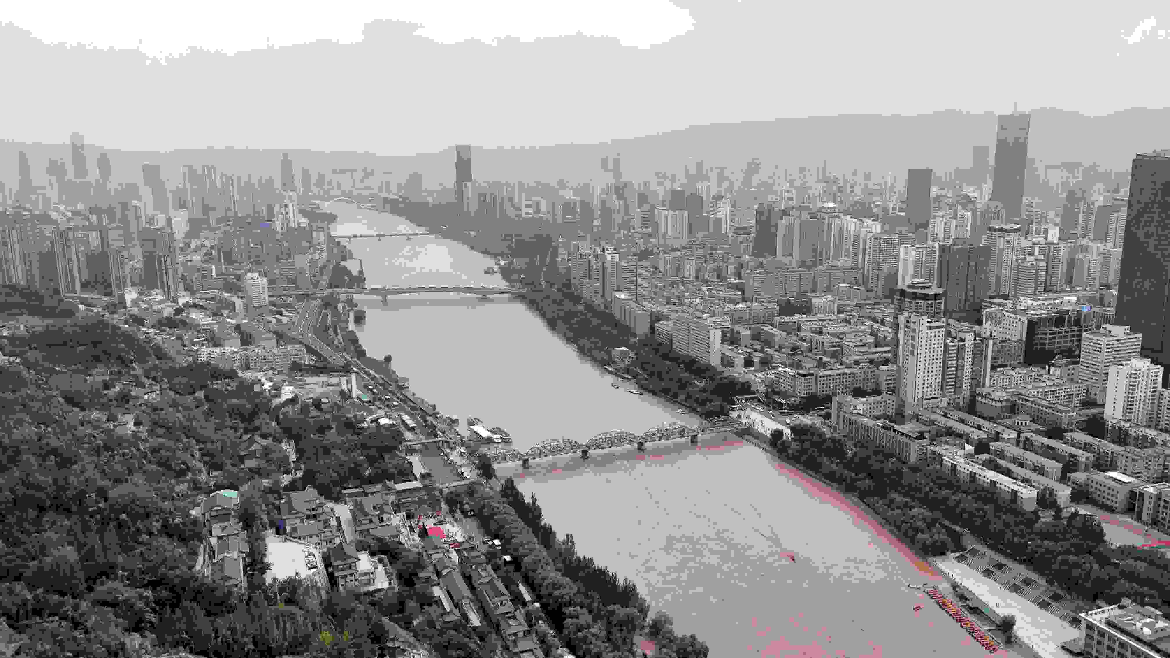 △航拍黃河蘭州段