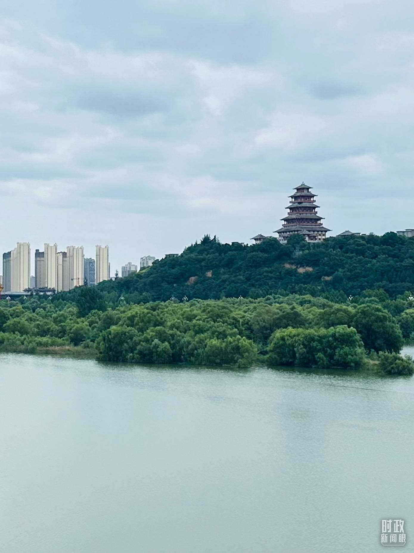 △渭河寶雞段長224公里，目前建成17處渭河灘區(qū)生態(tài)涵養(yǎng)區(qū)。（總臺(tái)央視記者范一鳴拍攝）