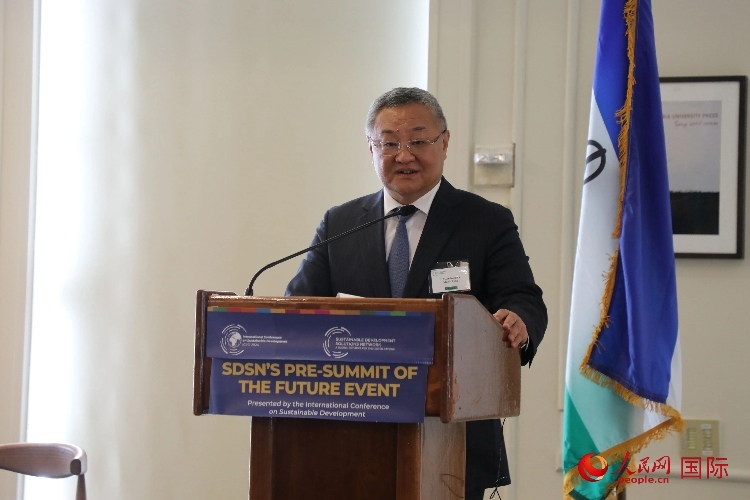 中國常駐聯(lián)合國代表傅聰大使發(fā)表演講。人民網記者 李志偉攝