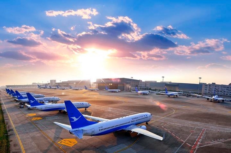 這是如今廈門航空的機隊照片。（廈門航空有限公司供圖）
