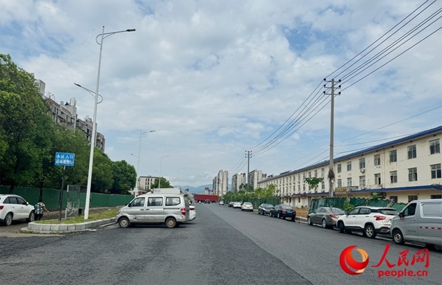 麗水佳園小區(qū)入口外及長富大道上停滿了車輛。人民網(wǎng)記者 邱燁攝