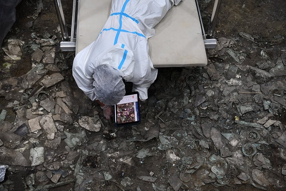 2022年6月28日，四川德陽，三星堆7號祭祀坑發(fā)掘現(xiàn)場。