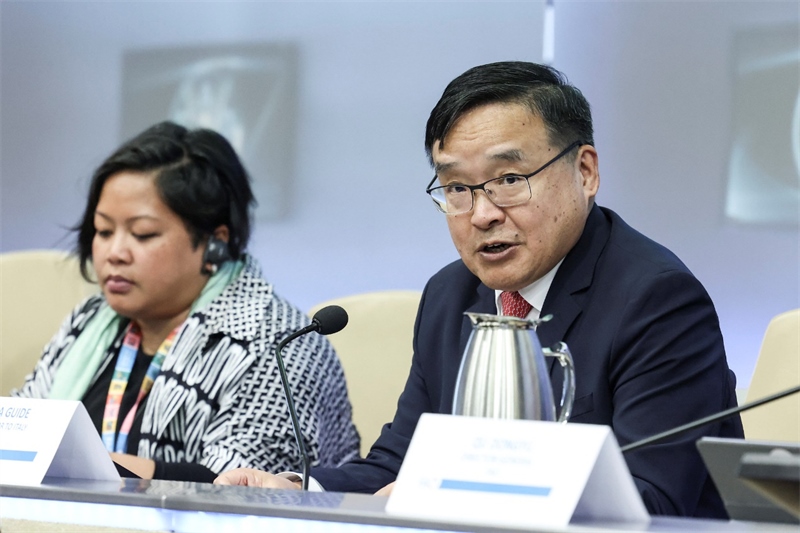 中國駐意大利大使賈桂德向與會(huì)者闡述全球發(fā)展倡議的深刻內(nèi)涵。主辦方供圖