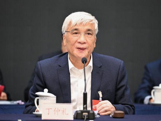 全國(guó)人大常委會(huì)副委員長(zhǎng)、歐美同學(xué)會(huì)會(huì)長(zhǎng)丁仲禮作工作報(bào)告