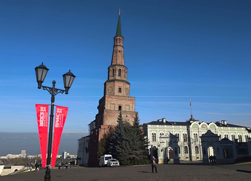 這是2024年10月20日拍攝的俄羅斯喀山克里姆林宮一景。新華社記者 丁海濤 攝