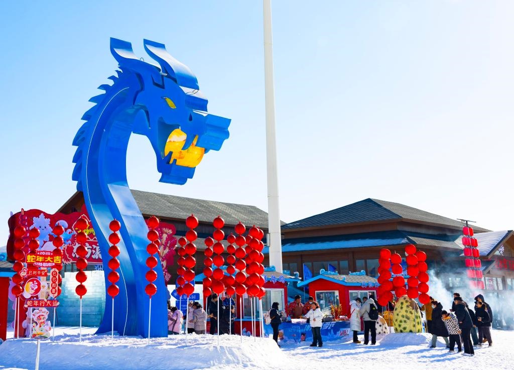 2025年1月，游客在遼寧錦州東方華地城海洋冰雪王國內游覽。新華社發(fā)
