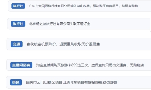 網(wǎng)友在“人民投訴”平臺反映涉旅游消費(fèi)相關(guān)糾紛。（“人民投訴”用戶投訴截圖）