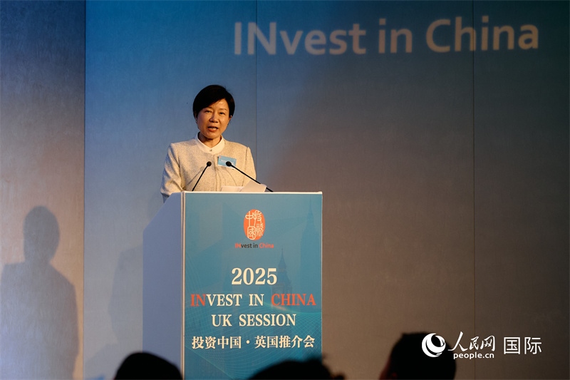 湖南省商務廳廳長龍小紅做商務工作情況推介。楊浩鵬攝。