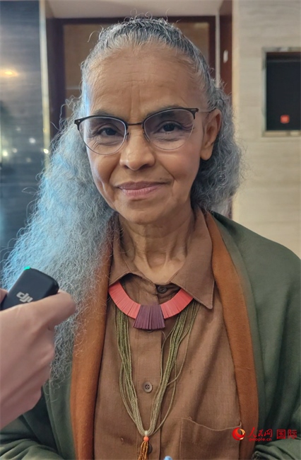 巴西環(huán)境與氣候部部長瑪麗娜·席爾瓦接受人民網(wǎng)采訪。人民網(wǎng)記者 符園園攝